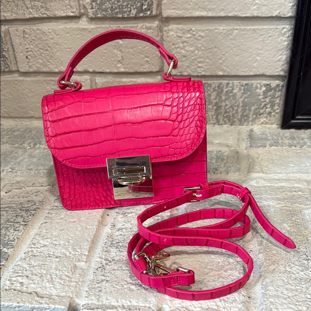 H&M Pink Crocodile-Embossed Handbag - Picture 4 of 5